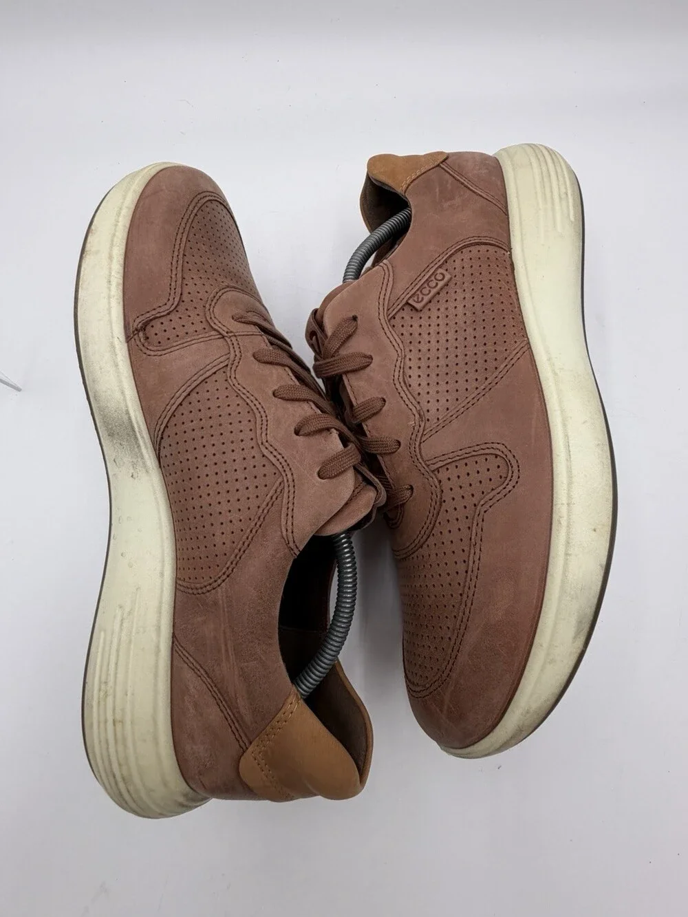 ECCO Men’s Size 11/45 Brown Leather Comfort Shoes Soft 7 Runner  Sneakers